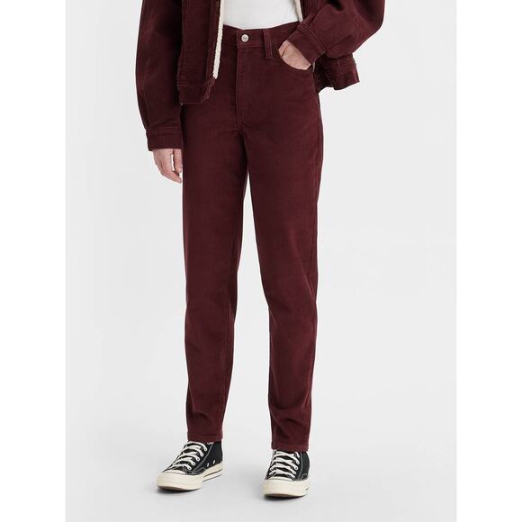 Levi's High Waisted Mom Jeans WMNS 25 Burnt Orange Tapered Leg Corduroy Zip Fly - Picture 2 of 12